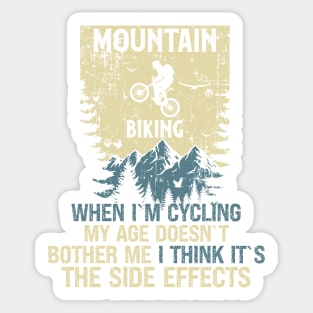 Mountain biking through the woods distressed look vintage funny quote MTB Sticker